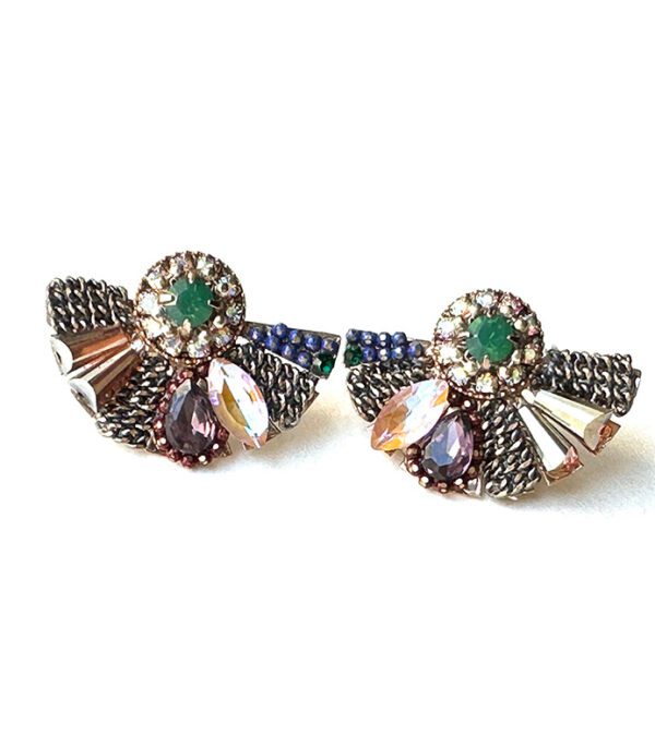 A pair of E2112 earrings with multi colored stones.