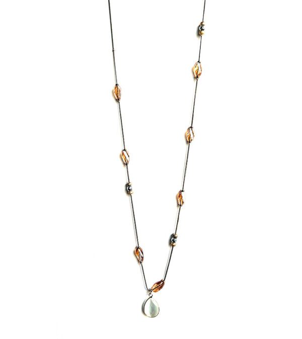 A long NK8901 (Multi/ Light) necklace with beads and a pendant.