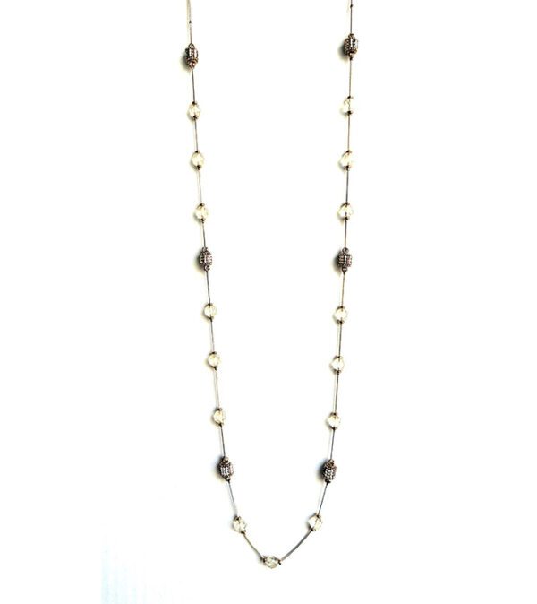 A NK8895 necklace with white and brown beads.