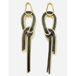 A pair of E2028 earrings with tassels.