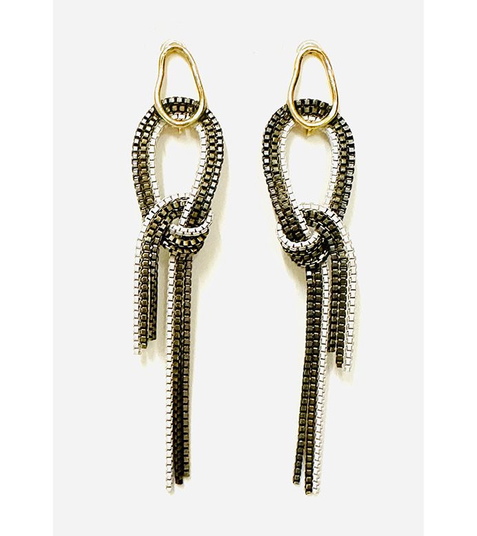 A pair of E2028 earrings with tassels.