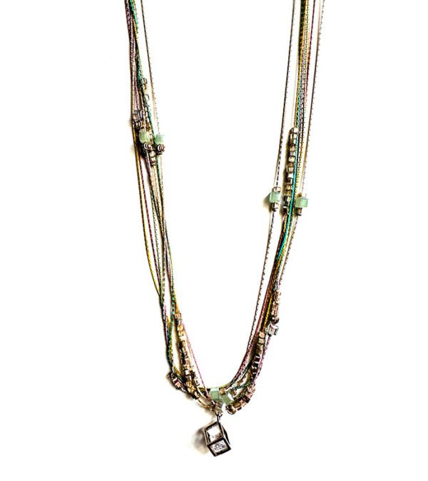 A long NK5961 (Multi/Light) necklace with a pendant and a charm.