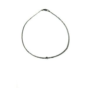 A black choker with an NK5115 (Silver) chain on a white background.