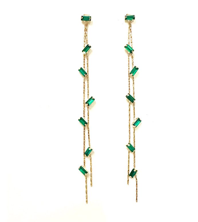 E2019 (Emerald Green) dangle earrings.