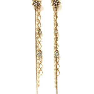 A pair of E928 gold-plated earrings with crystals.