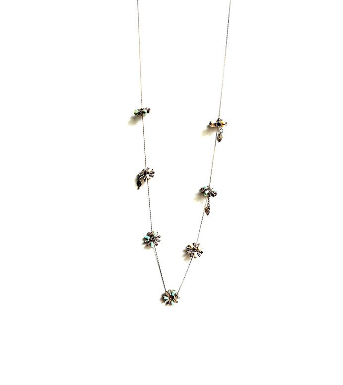 A long NK4570 (Pastel) necklace with a lot of flowers on it.