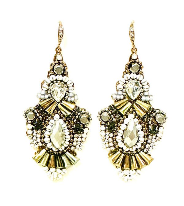 A pair of E903 earrings with crystals.