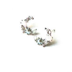 A pair of E0729 earrings with blue and white stones.