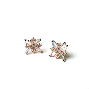 A pair of E0727 stud earrings with crystals.