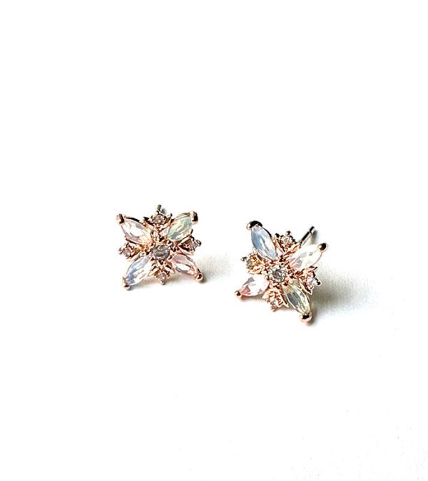 A pair of E0727 stud earrings with crystals.