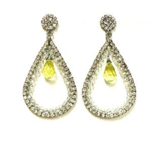 A pair of E726102 earrings with yellow crystals.