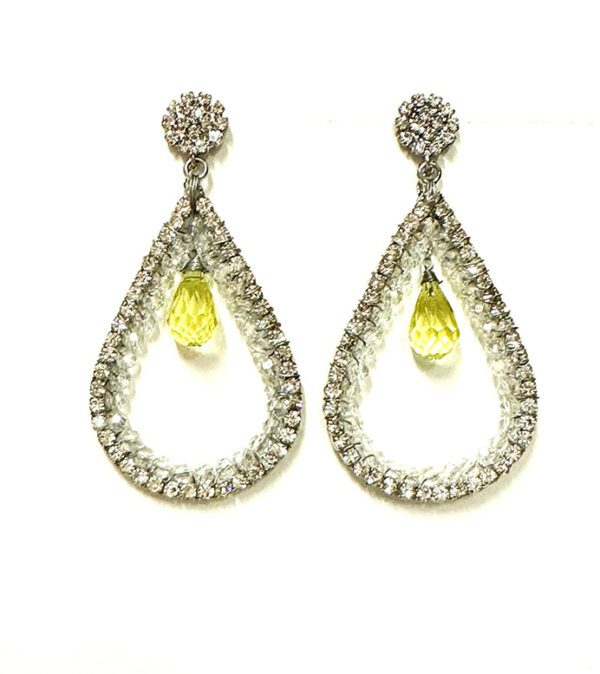 A pair of E726102 earrings with yellow crystals.