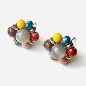 A pair of E672 with multi colored beads.