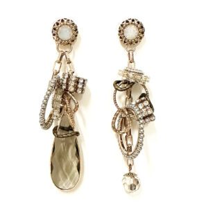 A pair of E205 earrings with crystals and pearls.