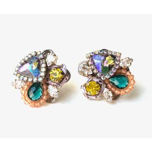 A pair of E24817 (Multi) earrings with multi colored stones and crystals.