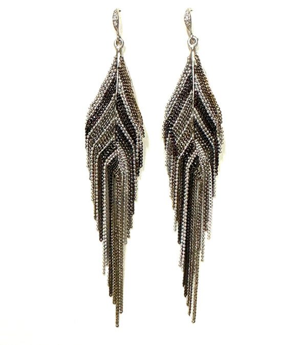 A pair of E192 earrings with fringes.