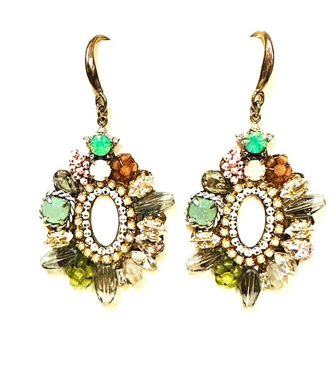 A pair of E24811 (Pastel) earrings with multi colored crystals.