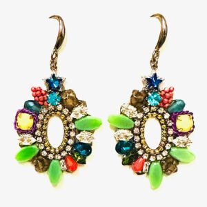 A pair of earrings with E24811 (Multi) colored stones and crystals.