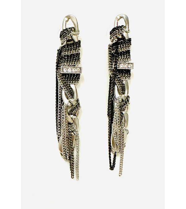 A pair of E8621 earrings with chains.