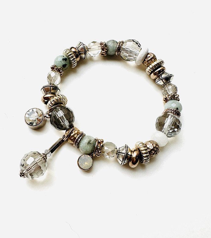 A B265 with glass beads and silver charms.