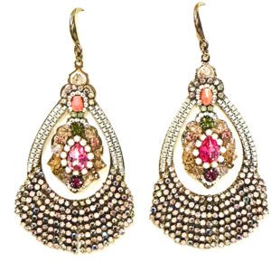 A pair of E2513 earrings with multi colored stones.