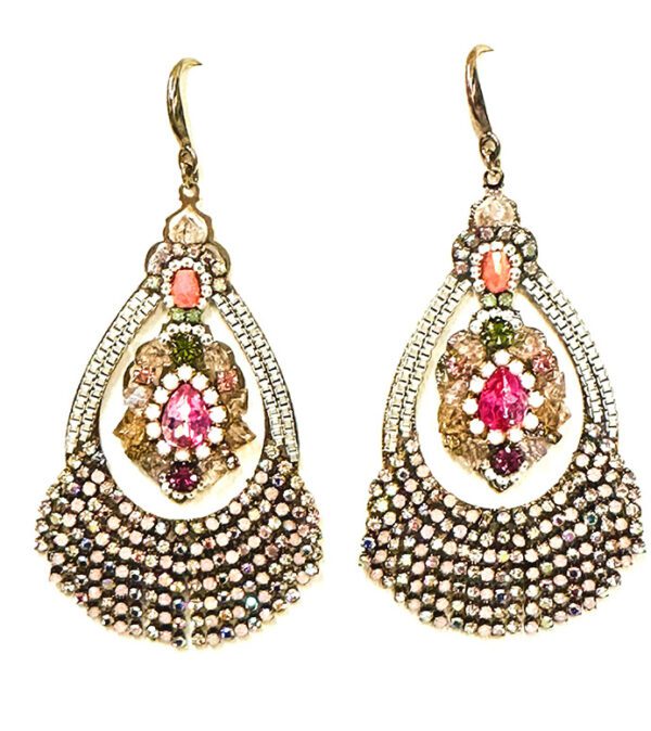 A pair of E2513 earrings with multi colored stones.