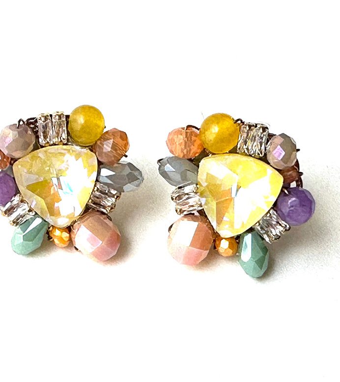 A pair of E2489 (Multi) with colorful beads and crystals.