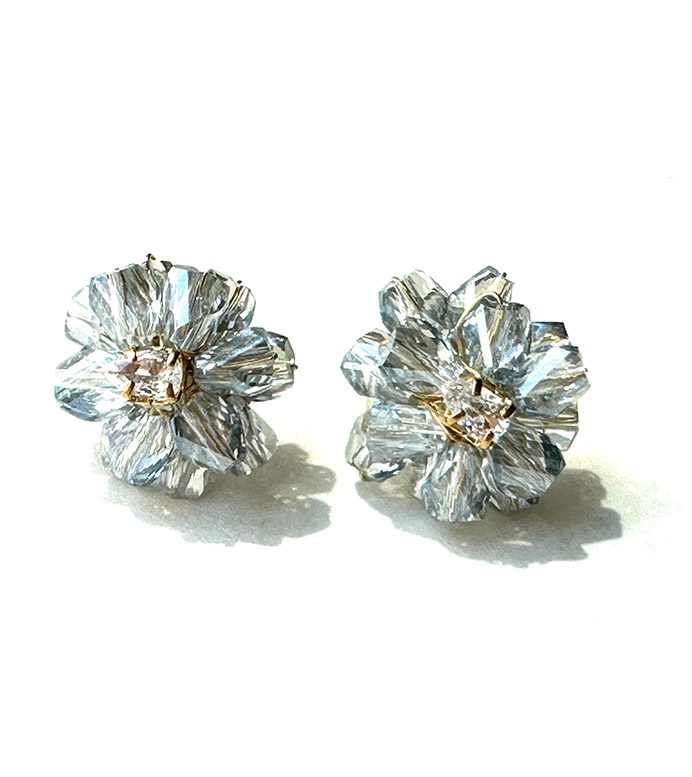 A pair of E2487 (Blue) stud earrings with diamonds.