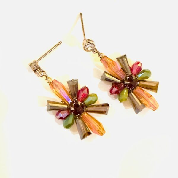 A pair of E5019 (Holiday) earrings with multi colored beads.